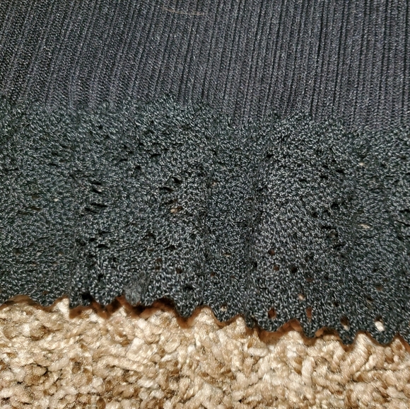 Womens Vintage Union Made Dress 70s Black knit S small macrame lace Judy Gibbs - Picture 10 of 15